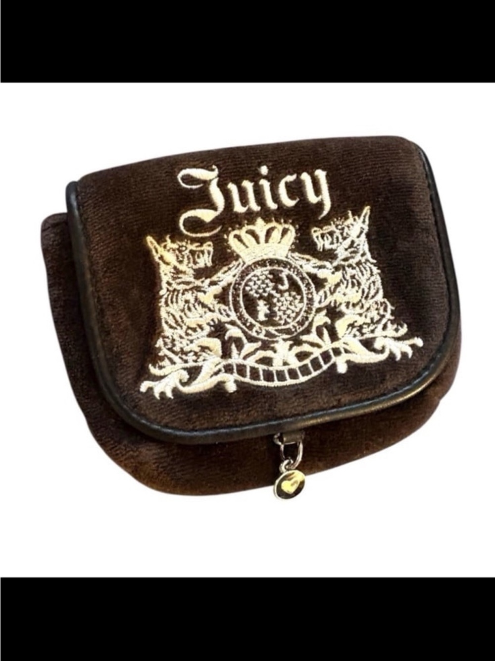Juicy Couture Black Embroidered Coin Purse